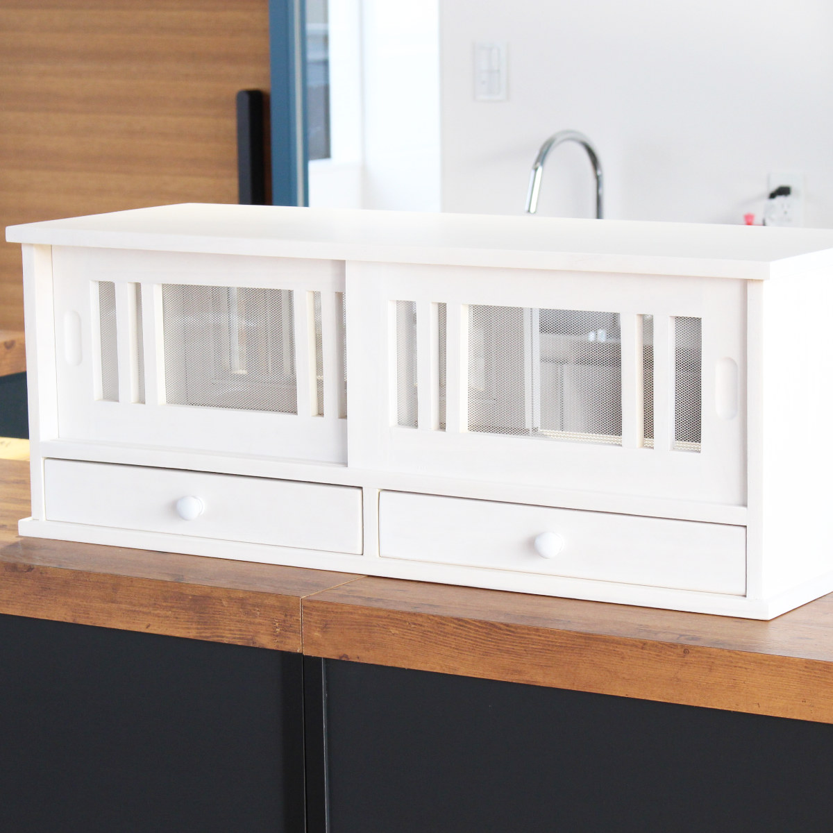 谷村実業 カウンターラック 桐製 幅80cm はい帳 両面引き戸 （ 蠅帳 蝿