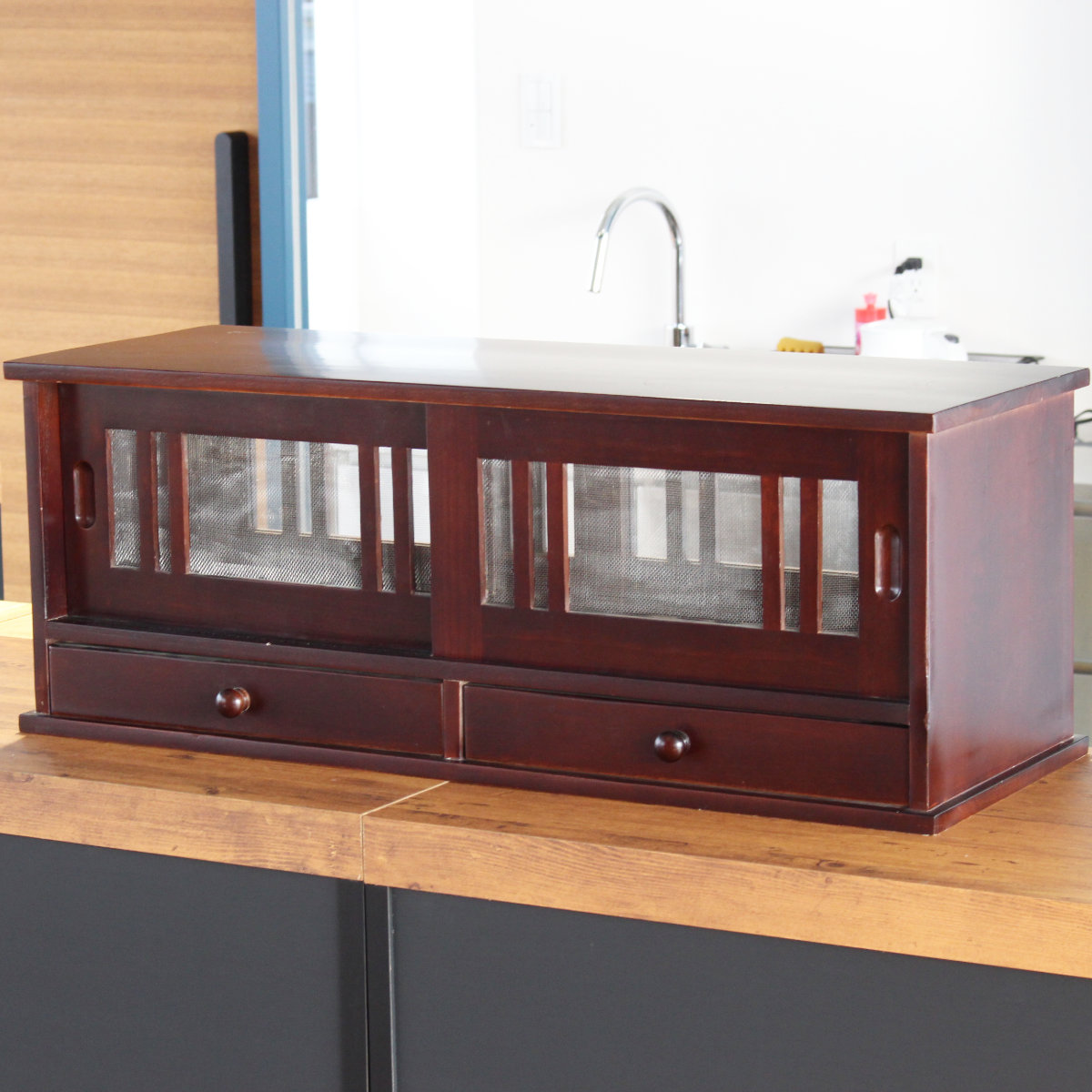 谷村実業 カウンターラック 桐製 幅80cm はい帳 両面引き戸 （ 蠅帳 蝿