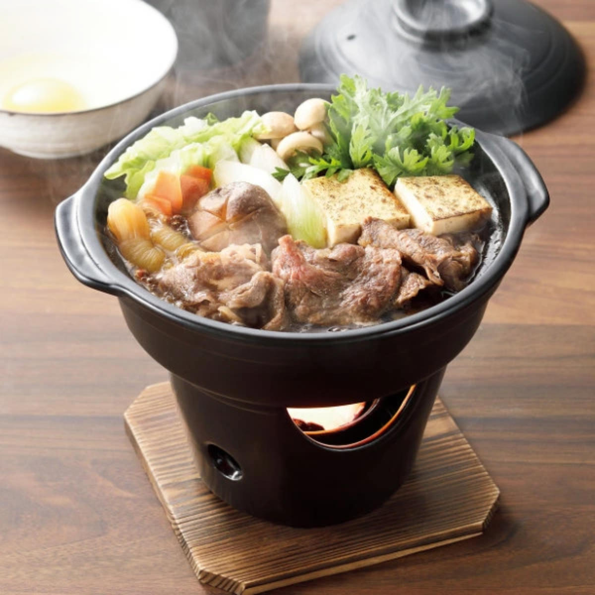 和ごころ懐石　陶器製　すき焼き鍋　コンロ鍋付きセット　4点 パール金属 すき焼き鍋 コンロセット 陶器製 和ごころ懐石 卓上鍋