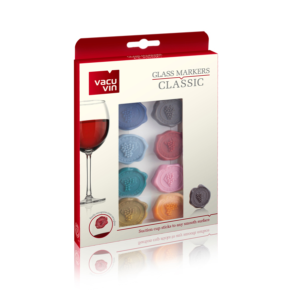 グラスマーカー バキュバン VACUVIN グラス 目印 ろう印 吸盤 シリコン製 8個入り （ マーカー マーク コップ タンブラー 封蝋 ホームパーティー ドリンク ） | ブランド登録なし | 10