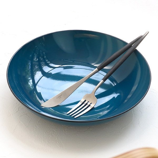 プレート 24cm 藍彩 プラスチック 皿 深皿 食器 山中塗り 日本製 （ 食