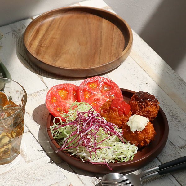 プレート 17cm L ラウンド カフェ 皿 食器 木製食器 天然木 （ 木製 中