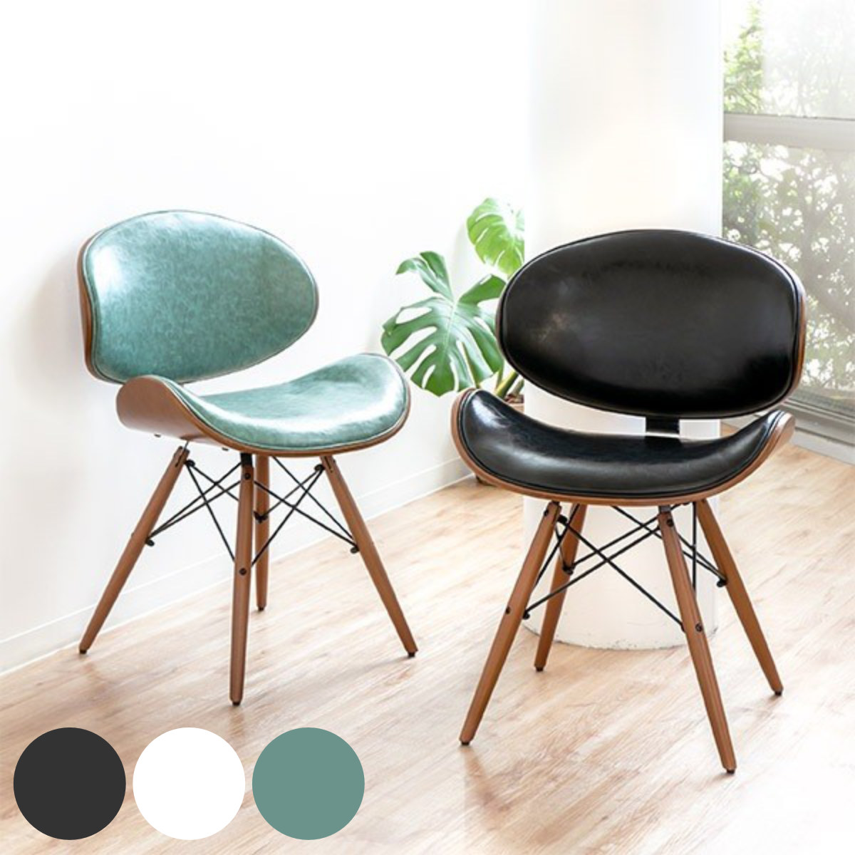 ダイニングチェア 座面高46cm レザー調 ヴィンテージ調 ノースチェア