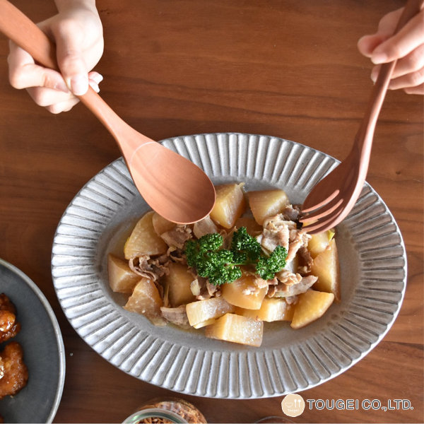 サーバーフォーク WOODN 23cm 取り分けスプーン フォーク 天然木 木製