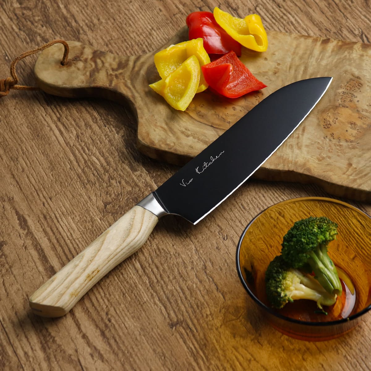 料理包丁販売　3番のみ 三徳包丁 17.5cm バイアキッチン ナチュラルブラック 木柄 日本製