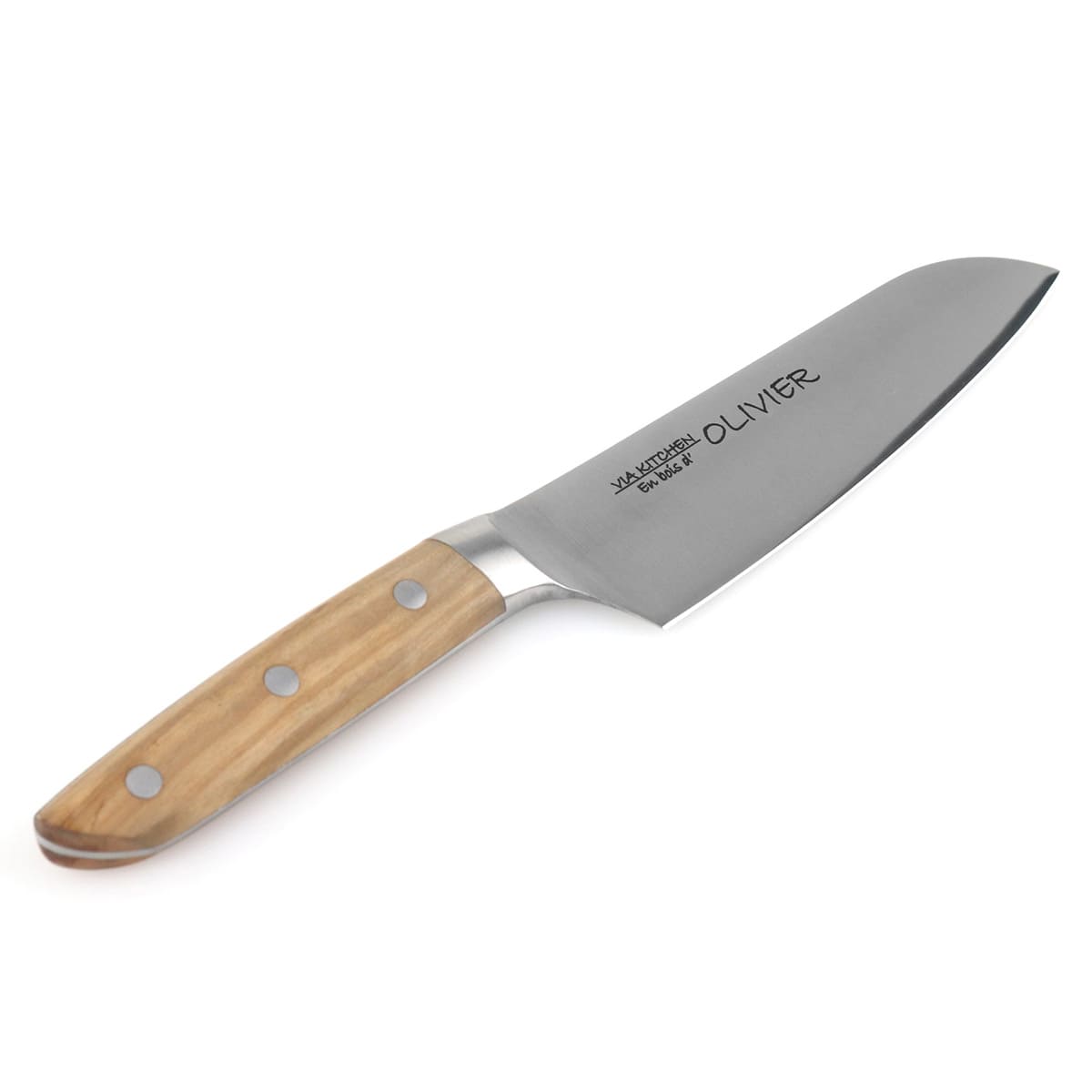 包丁 三徳包丁 刃渡り17cm 木柄 日本製 バイアキッチン OLIVIER （ 17