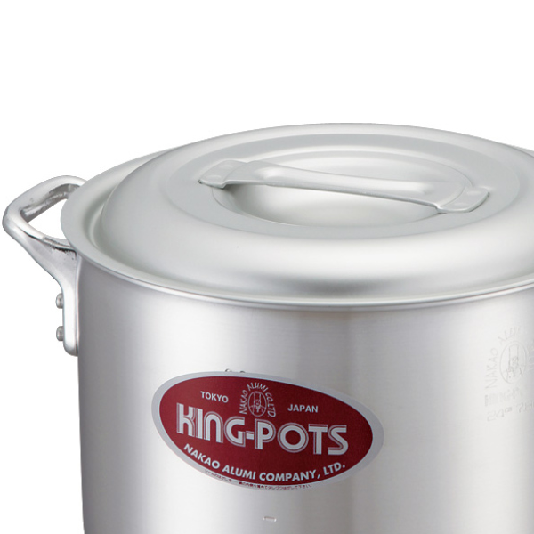 寸胴鍋 半寸胴鍋 ガス火専用 約38L 42cm 業務用 キングポット （ ガス火 両手鍋 目盛り付き アルミ製 ）の画像
