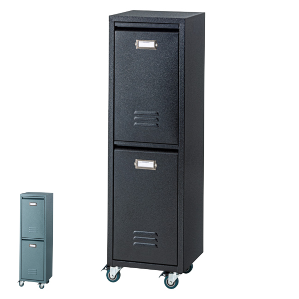 ダストボックス 2段 ブラック おしゃれ ごみ箱 ゴミ箱 ダストボックス 東谷 スチールラック 2段型ダストボックス ロッカー風 RALD 幅28cm