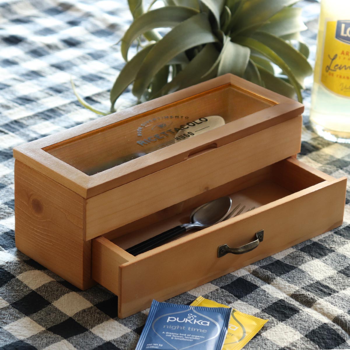 HUGO カトラリーケース 2段 木製 （ ヒューゴ カトラリー収納 小物入れ