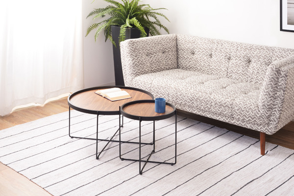 東谷 サイドテーブル 幅42cm トレー テーブル 折りたたみ 収納 お盆 丸