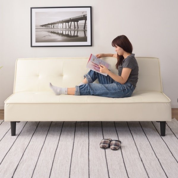 東谷 ソファベッド 幅183cm レザー調 3人掛け 三人掛け ソファ （ 開梱