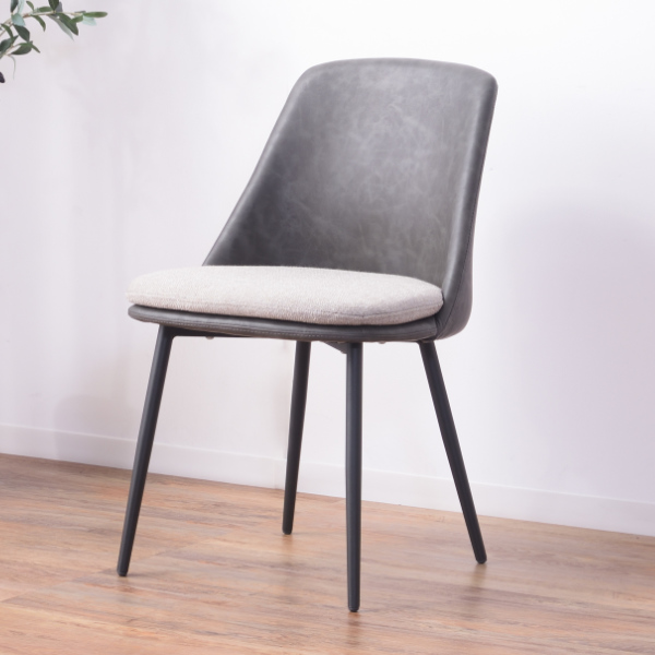 チェア 2脚セット 座面高47cm ダイニングチェア レザー調 クッション