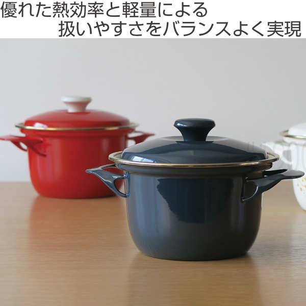 ココット 両手鍋 16cm ホーロー IH対応 EXシリーズ 16cmココット （ ガス火対応 ガス 直火 琺瑯鍋 フタ付き 蓋付き キャセロール オーブン調理 ）_3