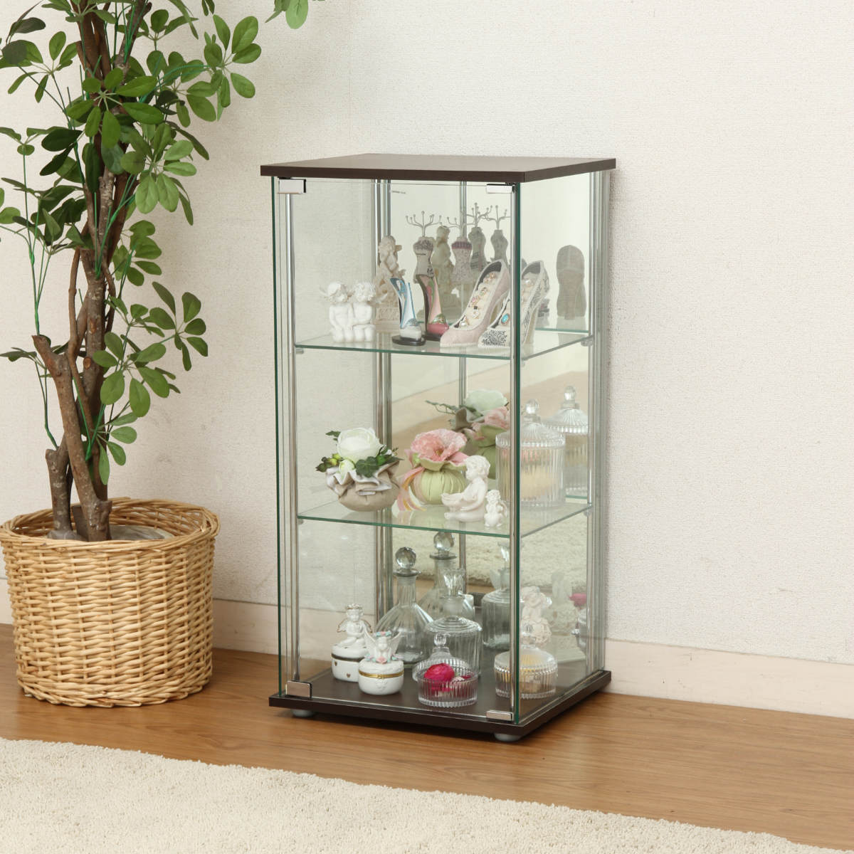 不二貿易（Fuji Boeki） ショーケース 幅42.5cm 3段 背面ミラー 