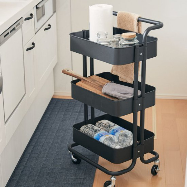 アンファンス キッチンワゴン ハンドル・キャスター付き スチール製