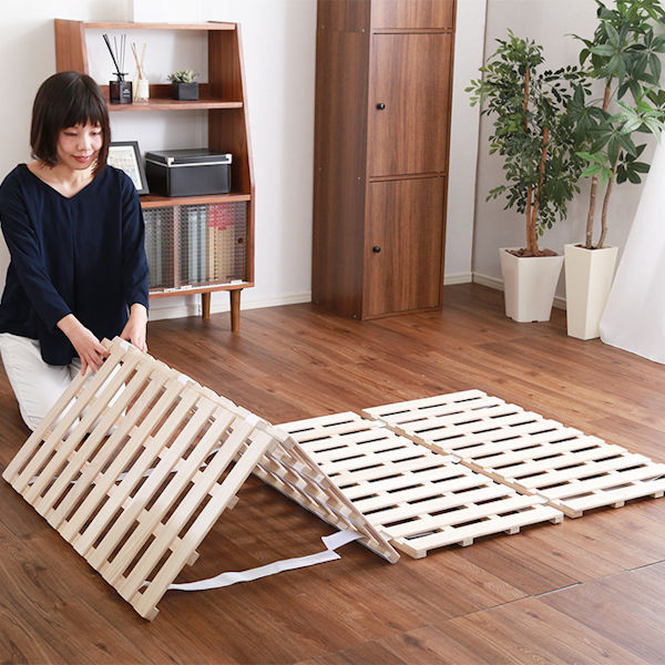 フルーツタルト【お値下げ】折りたたみ式木製スノコベッド ホームテイスト（HOME taste） すのこベッド ダブル 4つ折り式 桐 桐