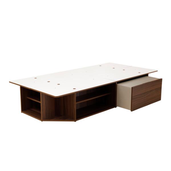 ベッド シングル ヘッドレス サイドテーブル付き 組み立て 簡単 収納 ラック ベット フレーム （ シングルベッド 収納付き ベッドフレーム 収納ベッド ）｜interior-palette｜02