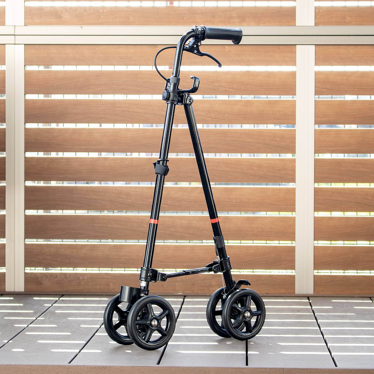 フジホーム 杖 ブラック 車輪付き 高さ調節 ハンドレールステッキ 介護