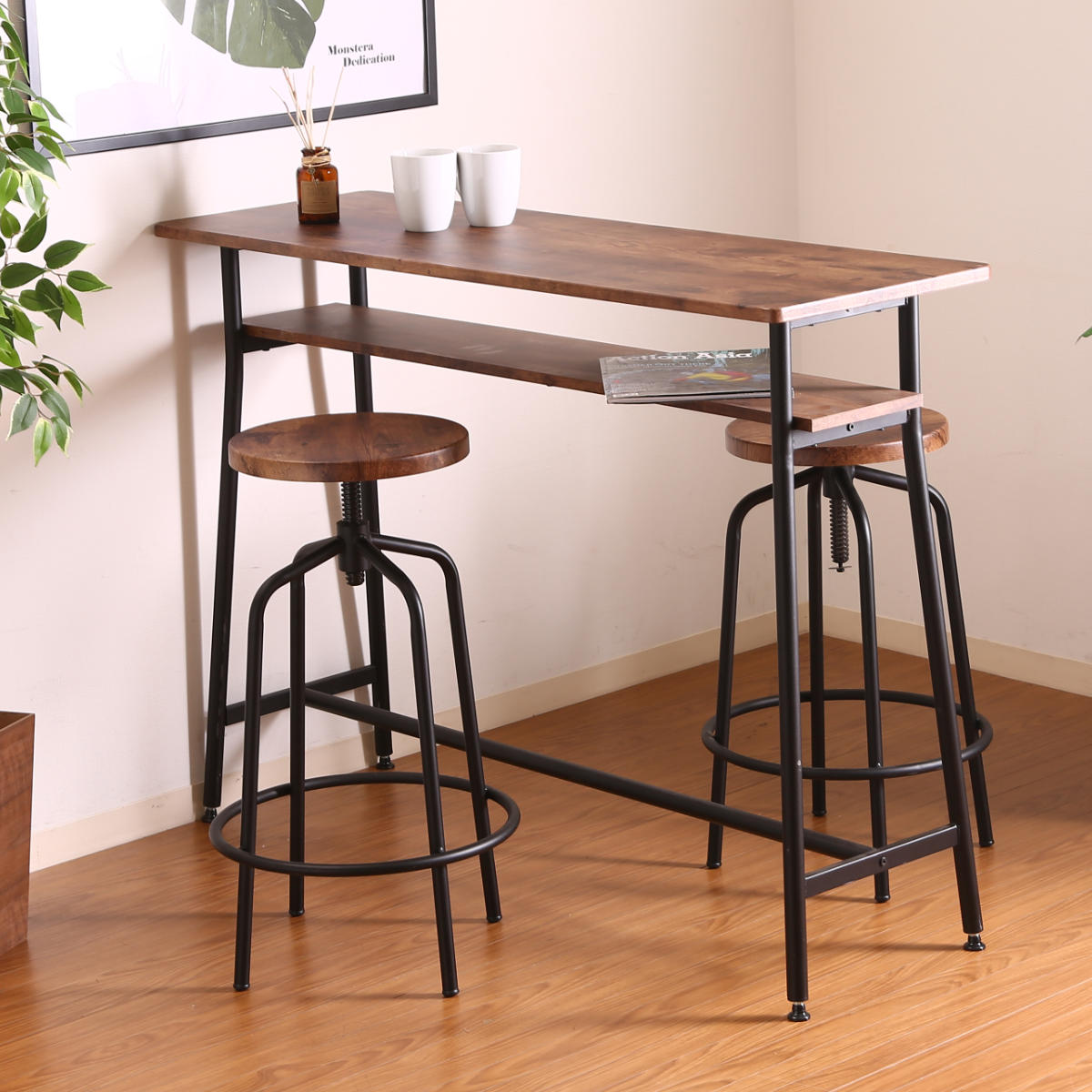 未使用級 超美品 カウンターテーブル 高価なスチール製 事務用家具 幅125cm ネイルテーブル ゴミ箱上 コの字 ハイテーブル 幅120cm 高さ90cm 奥行