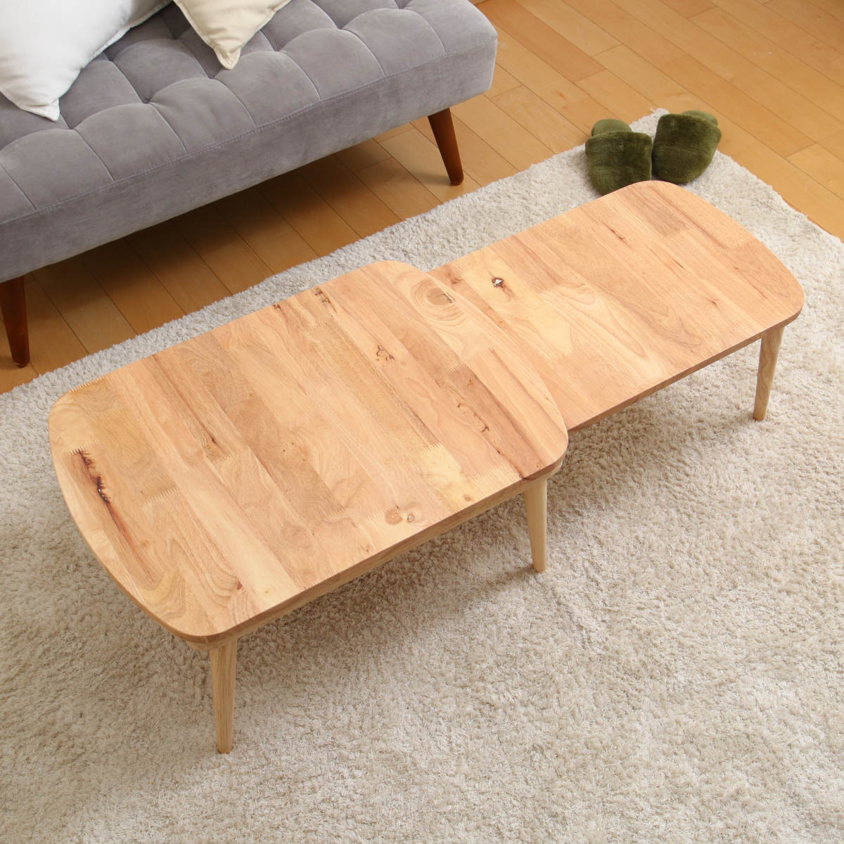 不二貿易（Fuji Boeki） ローテーブル 伸縮式 幅約70〜120cm 木製