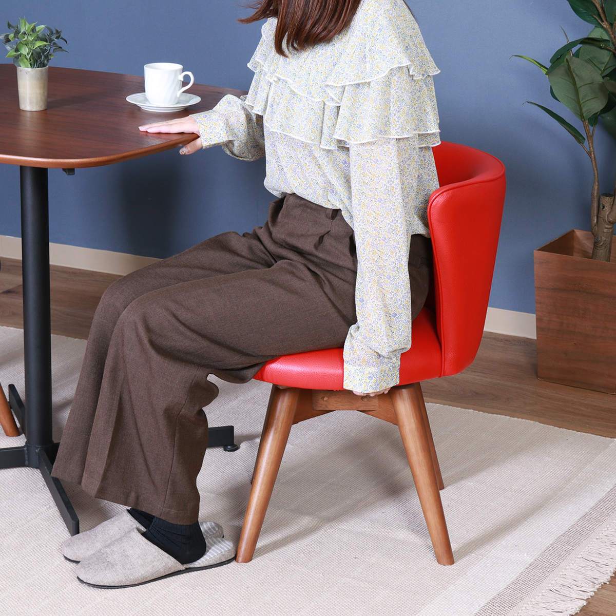 不二貿易（Fuji Boeki） ダイニングチェア 座面高40cm 回転 クラム PVC