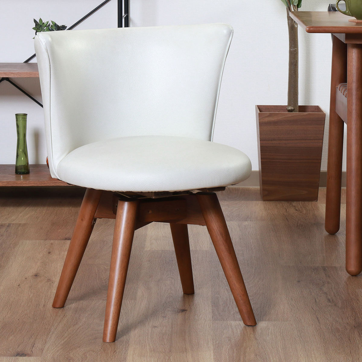 不二貿易（Fuji Boeki） ダイニングチェア 座面高40cm 回転 クラム PVC