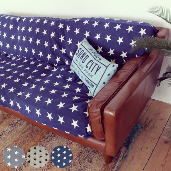 マルチカバー 150×225cm 星 ソファー 北欧 長方形 コットン 綿 （ ソファーカバー ベッドカバー テーブルクロス 大判 ）