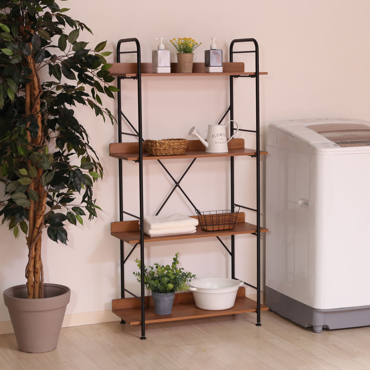 不二貿易（Fuji Boeki） オープンシェルフ 幅71cm 4段 ブルックリン調