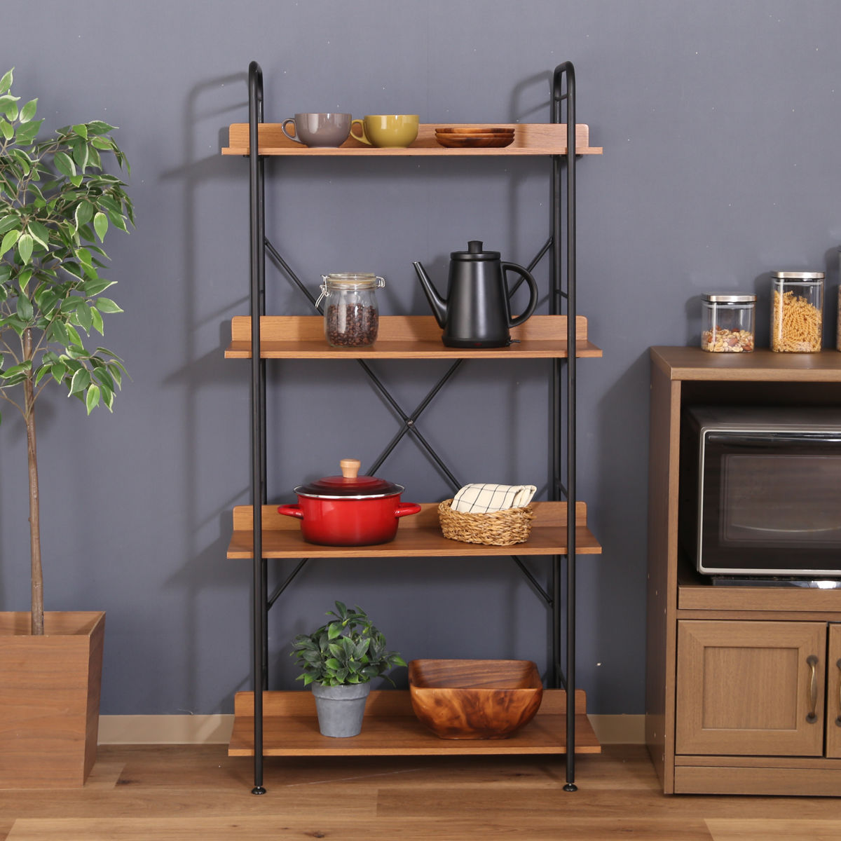 不二貿易（Fuji Boeki） オープンシェルフ 幅71cm 4段 ブルックリン調