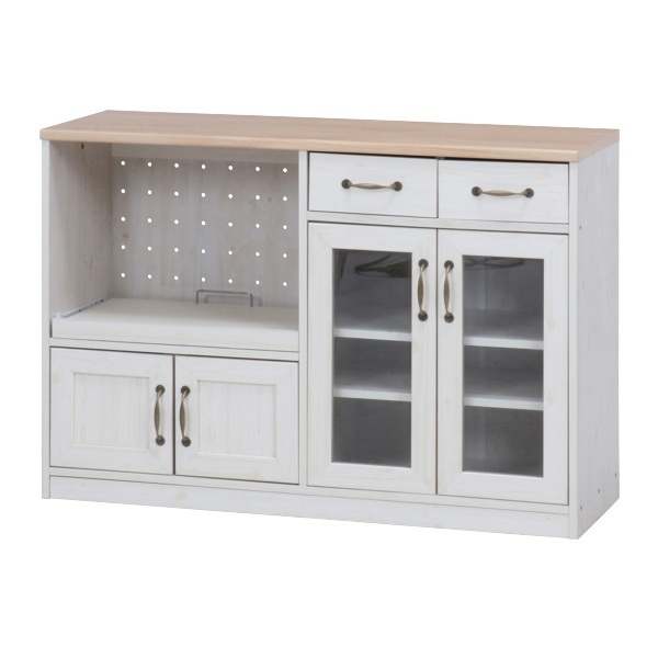 不二貿易（Fuji Boeki） キッチンカウンター 幅118cm スライド棚 2口