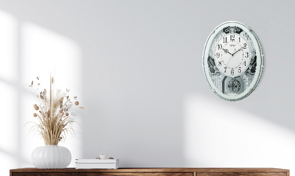 RHYTHM 振り子時計 スモールワールドプラウド 18曲収録 電波時計