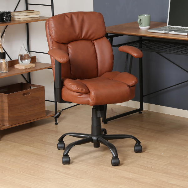 不二貿易（Fuji Boeki） デスクチェア 座面高44〜52cm レザー調
