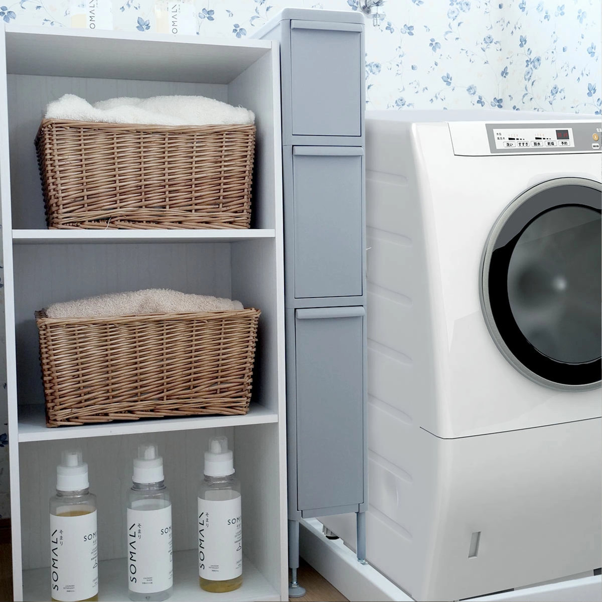 吉川国工業所 隙間収納 洗面所 段差をまたげる隙間ストッカー 3段 幅