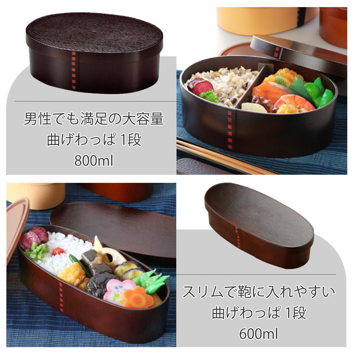 HAKOYA 弁当箱 曲げわっぱ 500ml 1段 小 （ お弁当箱 ランチボックス