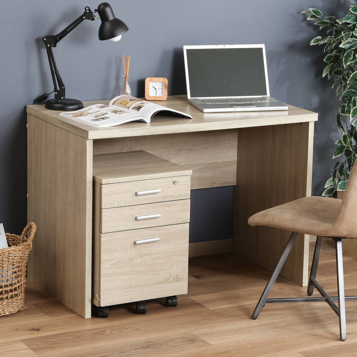 不二貿易（Fuji Boeki） ワークデスク チェスト 2点セット 幅101cm