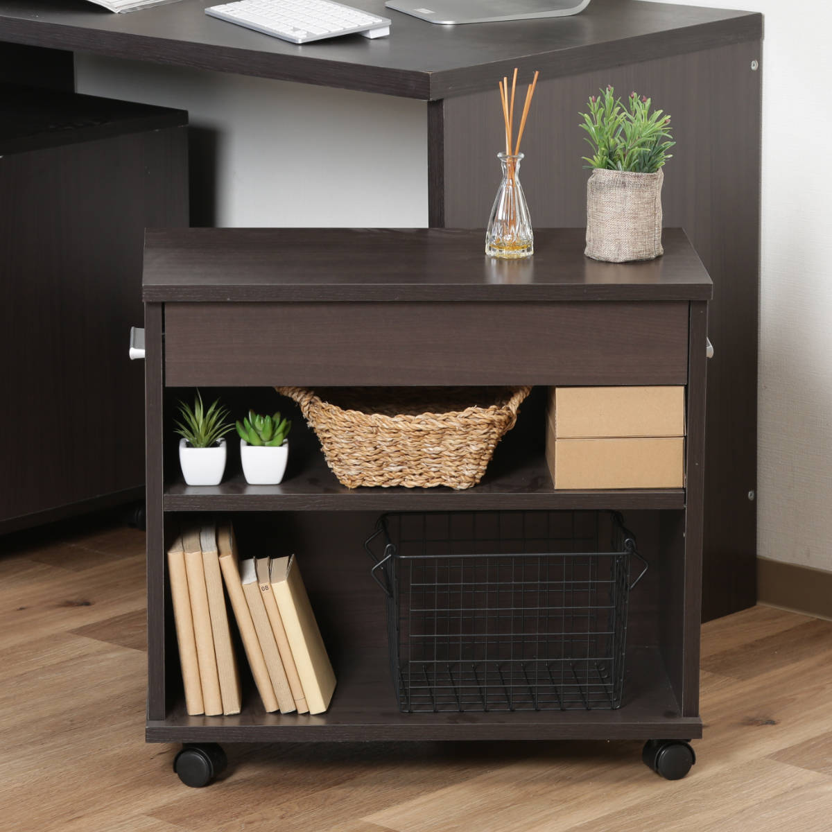 不二貿易（Fuji Boeki） ワークデスク チェスト ラック 3点セット 幅