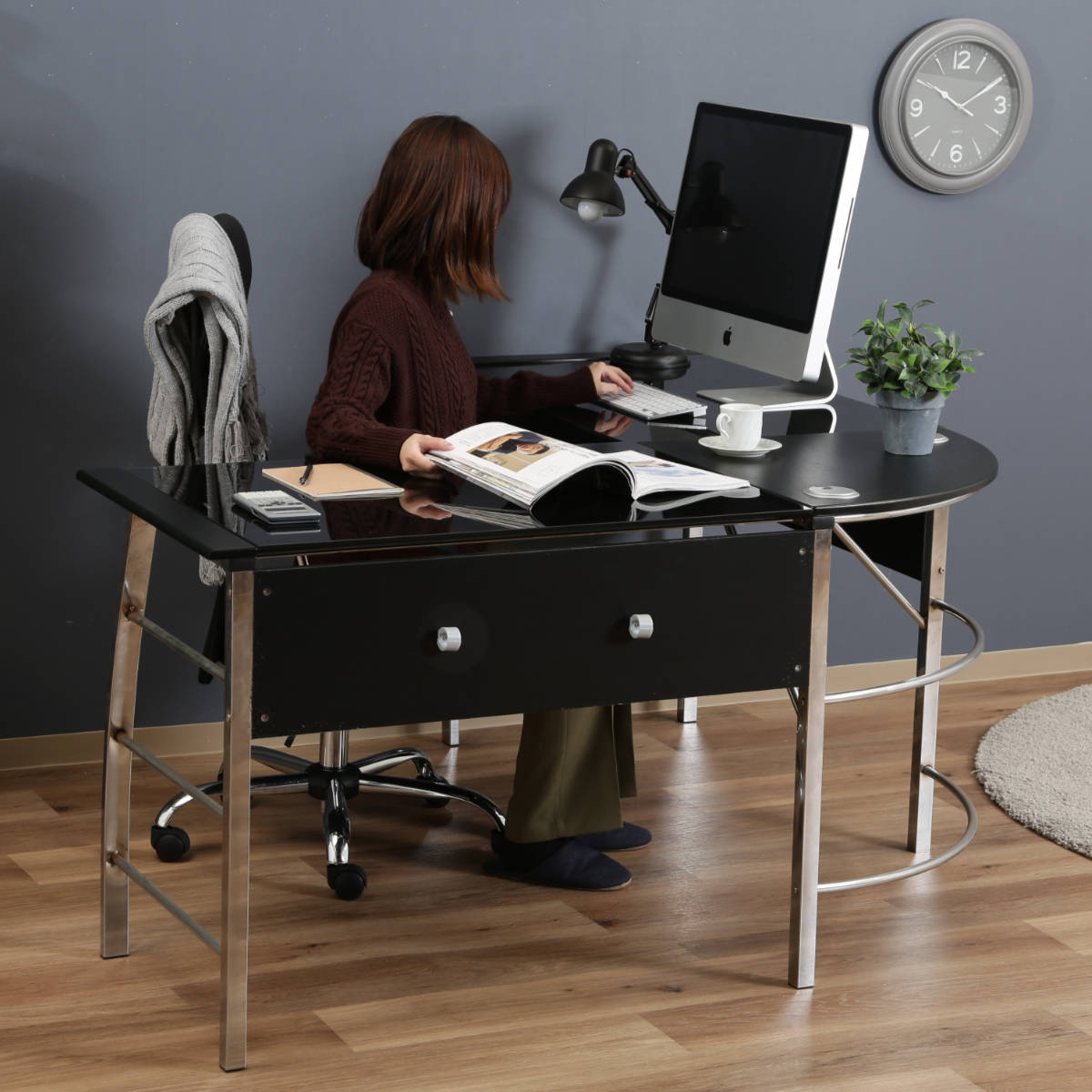 不二貿易（Fuji Boeki） ワークデスク L字デスク 幅156cm パソコン