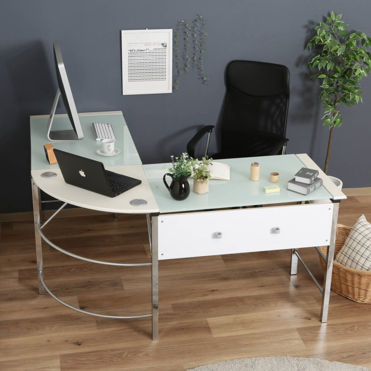 不二貿易（Fuji Boeki） ワークデスク L字デスク 幅156cm パソコン