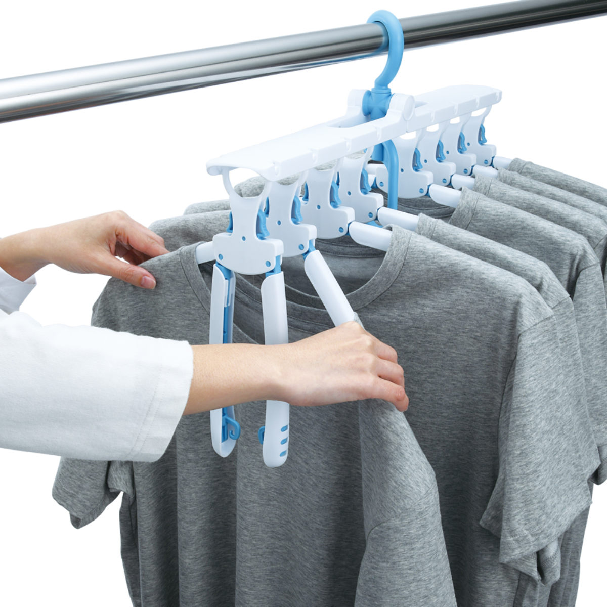 洗濯ハンガー ワンタッチ 8連タイプ スライドショルダー （ 連結ハンガー 8連ハンガー 洗濯 取り込み ハンガー スライド ）