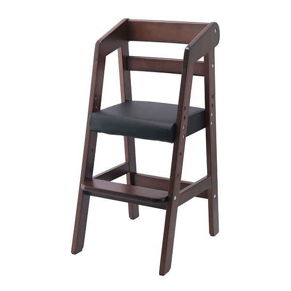 ベビーチェア 幅35cm 木製 高さ調整 キッズ チェア 椅子 天然木 合成皮革 ミディアムブラウン｜interior-palette｜02