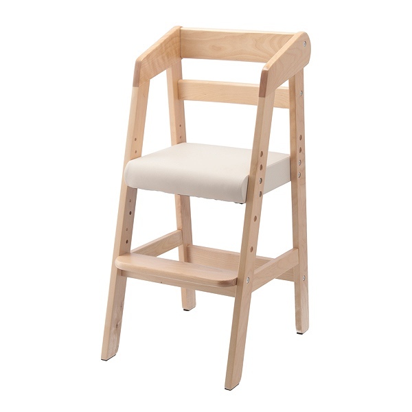 ベビーチェア 幅35cm 木製 高さ調整 キッズ チェア 椅子 天然木 合成皮革 ミディアムブラウン｜interior-palette｜04