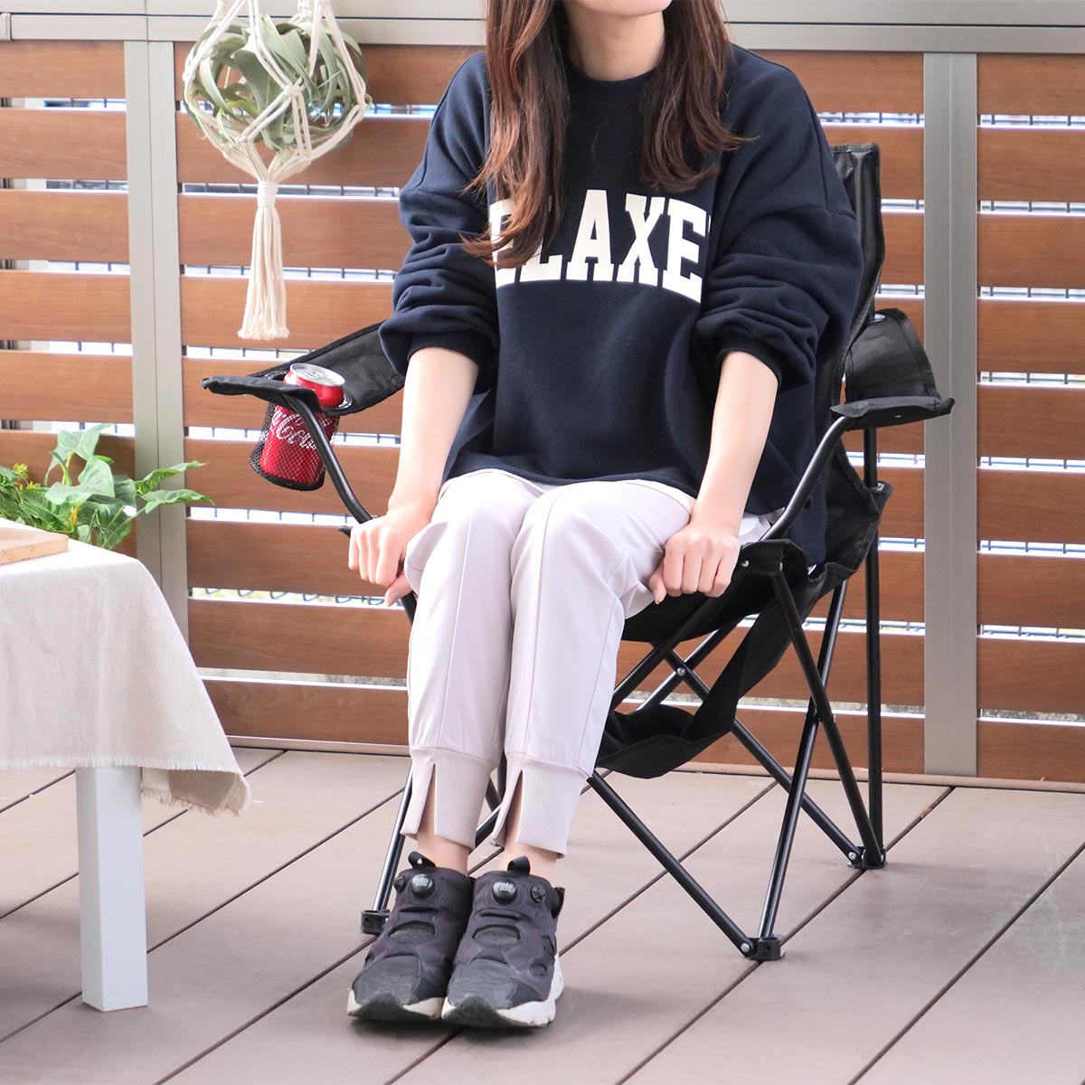 CAPTAIN STAG（キャプテンスタッグ） アウトドアチェア 折りたたみ 棚