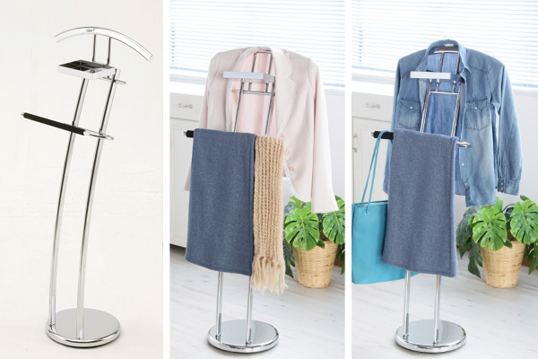 ミヤグチ企販 スーツハンガー トレー付 ハンガーラック スチール製 高