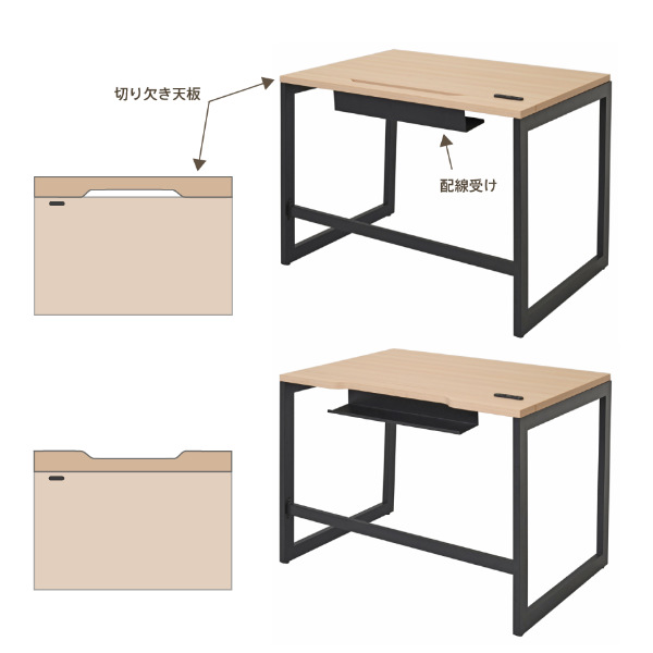 （法人限定） デスク 幅120cm 奥行70cm ナチュラル オフィス オフィスデスク コンセント 配線 つくえ （ パソコンデスク 幅 120 ワークデスク フリーアドレス ）