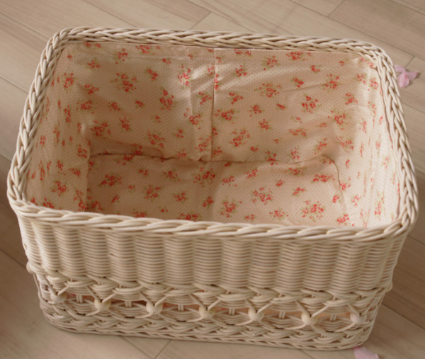 籐 フタ付バスケット スタッキング 持ち手付 fiore 幅38cm