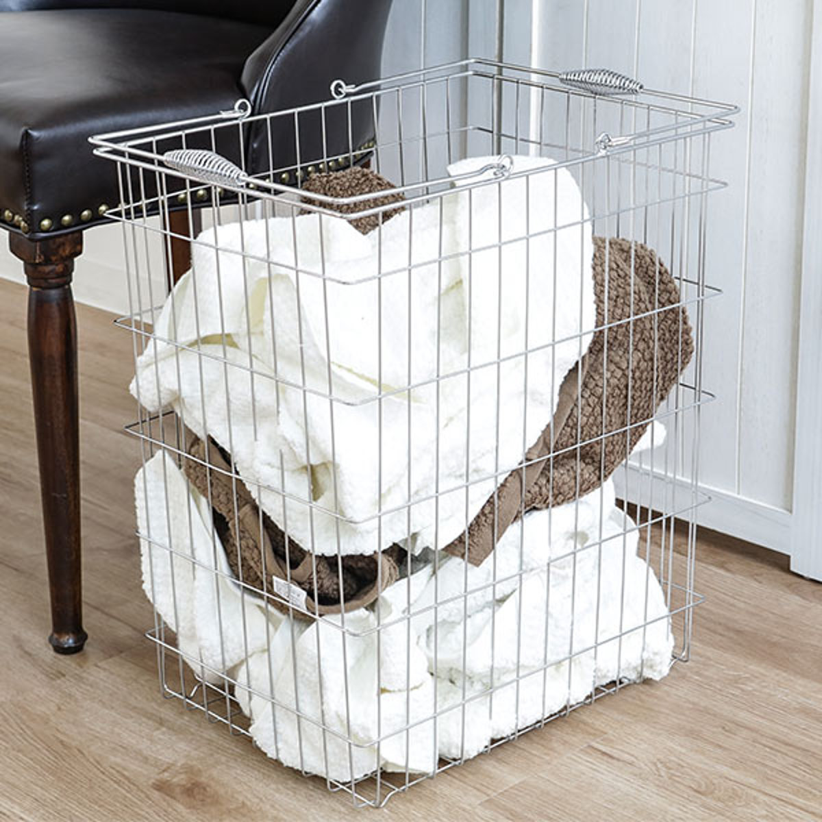 ちどり産業 ランドリーバスケット 角型 44L ワイヤーバスケット