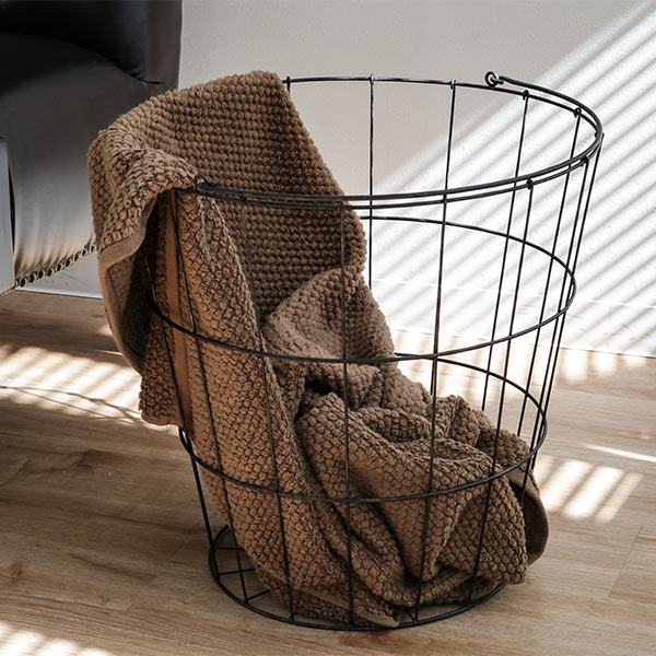 ちどり産業 ランドリーバスケット アンティーク 大容量 洗濯かご 丸型