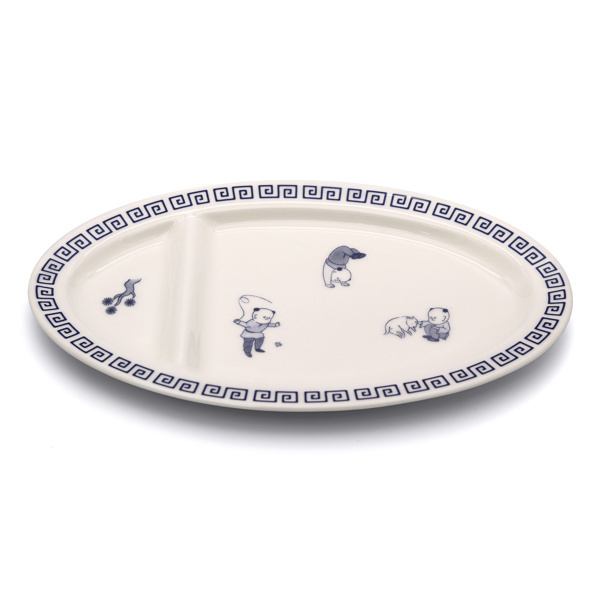 餃子皿 24cm おまち堂 皿 食器 中華食器 陶器 （ 電子レンジ対応 食洗