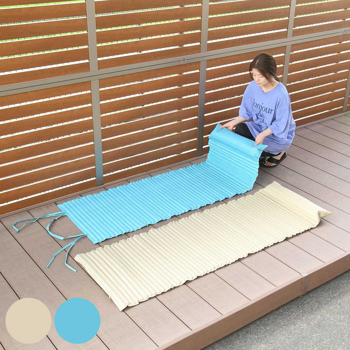 キャンプマット 60×176.5cm リラックスマット 枕付き （ レジャーマット シート マット 軽量 ）