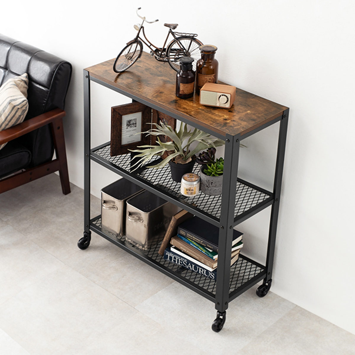 HAGiHARA（萩原） オープンラック スチールラック ヴィンテージ調